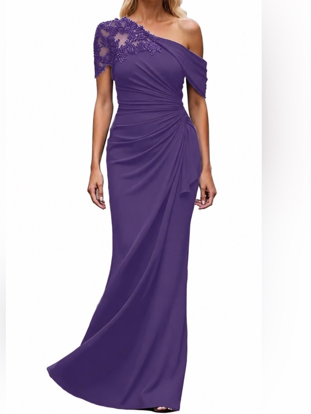 Elegant One-Shoulder Purple Evening gown Dress